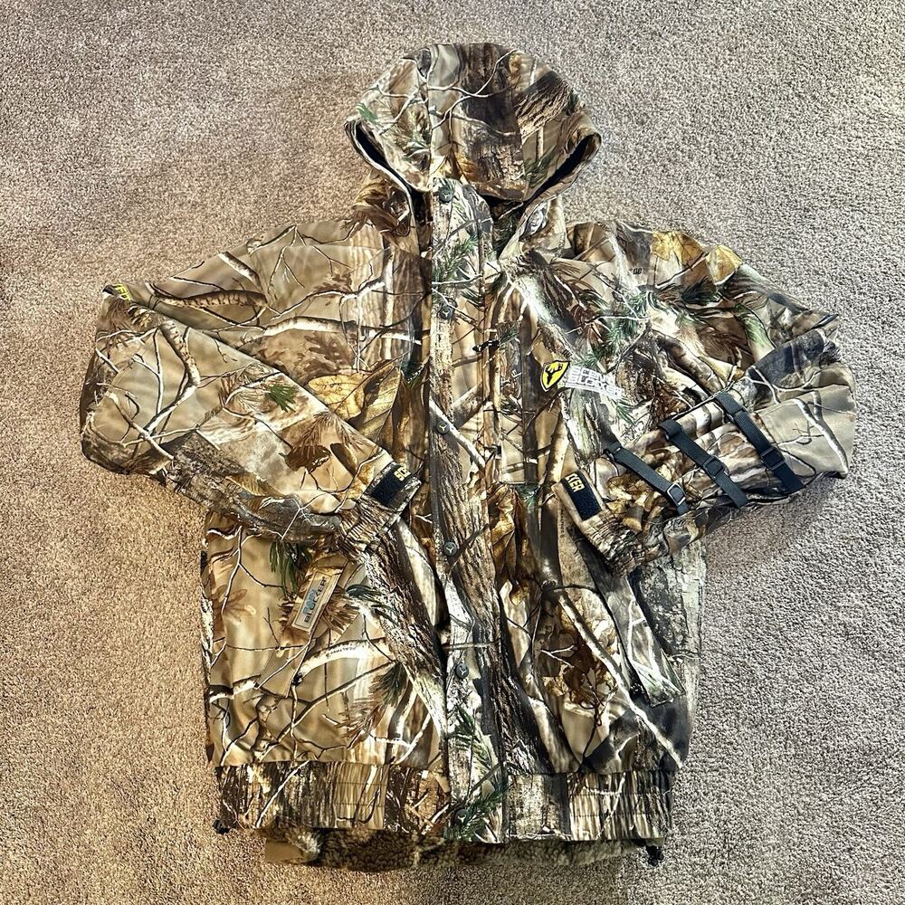 SCENT Block RAIN BLOCKER MEN'S CAMOUFLAGE HOODED JACKET BROWN GREEN MEDIUM M